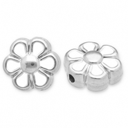 Roestvrij stalen (RVS) Stainless steel kralen bloem Silver-white