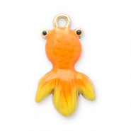 Roestvrij stalen (RVS) Stainless steel bedels vis Gold-orange-yellow