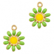 Basic Quality metalen bedels bloem Goud-oker geel-groen
