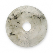 Natuursteen hangers agaat donut 16mm Transparent grey-black