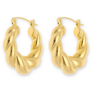 Roestvrij stalen (RVS) Stainless steel oorbellen / creolen twisted Gold