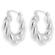 Roestvrij stalen (RVS) Stainless steel oorbellen / creolen twisted Silver