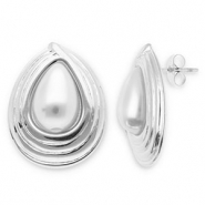 Roestvrij stalen (RVS) Stainless steel oorbellen / oorstekers druppel Silver-white