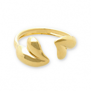 Roestvrij stalen (RVS) Stainless steel ringen harten Gold