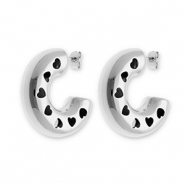 Roestvrij stalen (RVS) Stainless steel oorbellen / oorstekers met hartjes Silver