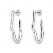 Roestvrij stalen (RVS) Stainless steel oorbellen / oorstekers irregular Silver