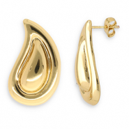 Roestvrij stalen (RVS) Stainless steel oorbellen / oorstekers druppel Gold