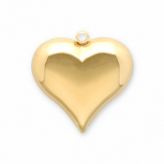 Roestvrij stalen (RVS) Stainless steel bedels hart Gold