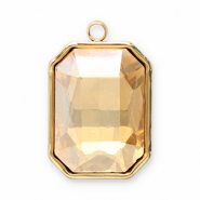 Roestvrij stalen (RVS) Stainless steel bedels facet rechthoek Gold-champagne