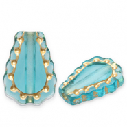 Acryl kralen druppel Teal blue-gold