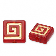 Acryl kralen vierkant Red-gold
