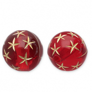 12 mm acryl kralen rond met sterren Red-gold