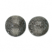 8 mm acryl kralen met glitter Black-silver