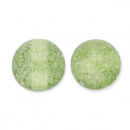 12 mm acryl kralen met glitter Olive green-silver