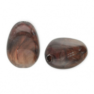 Acryl kralen ei-vormig Brown-white