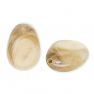 Acryl kralen ei-vormig Beige brown-white