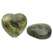 Acryl kralen hart Olive green