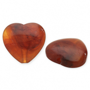 Acryl kralen hart Orange brown