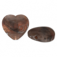 Acryl kralen hart Brown-white