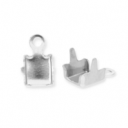 Roestvrij stalen (RVS) Stainless steel onderdelen eindkapjes voor strass chain 4mm Silver
