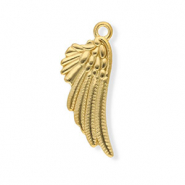 Roestvrij stalen (RVS) Stainless steel bedels vleugel Gold