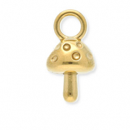Roestvrij stalen (RVS) Stainless steel bedels paddenstoel Gold