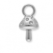 Roestvrij stalen (RVS) Stainless steel bedels paddenstoel Silver