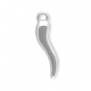 Roestvrij stalen (RVS) Stainless steel bedels Italiaanse hoorn Silver