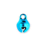 Bedels metaal belletjes 6mm Blue