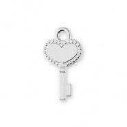 Bedels metaal sleutel met hart Silver