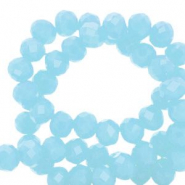 Top Facet kralen 4x3 mm disc Light aqua blue-amber coating