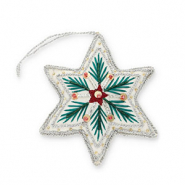 Trendy hangers kerstster White-green-red-silver