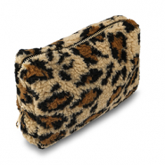BY31&reg; Etui teddystof met luipaardprint Light brown-brown-black