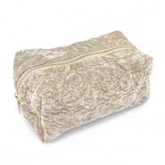 BY31&reg; Etui velvet met gestikte cirkels Beige