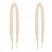 Eco-brass&reg; metaal oorbellen / oorstekers met zirkonia Gold-crystal