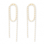 Eco-brass&reg; metaal oorbellen / oorstekers met zirkonia Gold-crystal