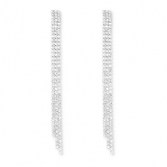 Eco-brass&reg; metaal oorbellen / oorstekers met strass Silver-crystal