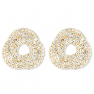 Eco-brass&reg; metaal oorbellen / oorstekers met strass Gold-crystal