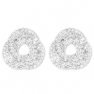 Eco-brass&reg; metaal oorbellen / oorstekers met strass Silver-crystal