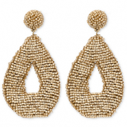 Trendy oorbellen / oorstekers met glaskralen druppel Gold