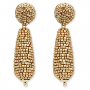 Trendy oorbellen / oorstekers met glaskralen druppel Gold