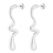 Roestvrij stalen (RVS) Stainless steel oorbellen / oorstekers druppel Silver