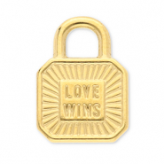 Roestvrij stalen (RVS) Stainless steel bedels slot "love wins" Gold