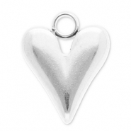 Roestvrij stalen (RVS) Stainless steel bedels hart Silver