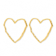 Roestvrij stalen (RVS) Stainless steel oorbellen / oorstekers hart Gold