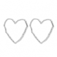 Roestvrij stalen (RVS) Stainless steel oorbellen / oorstekers hart Silver