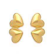 Roestvrij stalen (RVS) Stainless steel oorbellen / oorstekers hartjes Gold