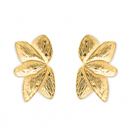 Roestvrij stalen (RVS) Stainless steel oorbellen / oorstekers blaadjes Gold