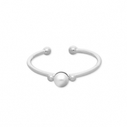 Roestvrij stalen (RVS) Stainless steel ringen met parel Silver-white