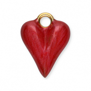 Roestvrij stalen (RVS) Stainless steel bedels hart Gold-red